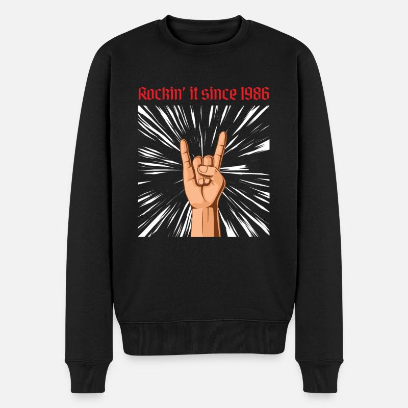 Rockin it since 1986 Heavy Metal Geburtstag Gruß - Männer Premium Bio Pullover - Schwarz