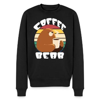 The coffee bear, this coffee is as strong as a bear - Men's Premium Organic Jumper - black - Front - Nico (187cm)