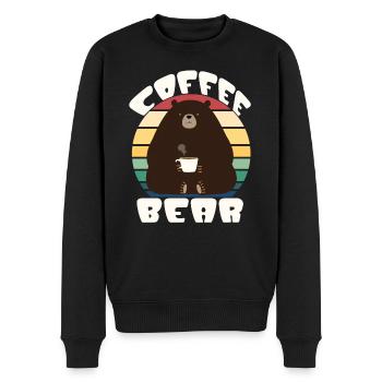 Coffee Bear - vintage look - Men's Premium Organic Jumper - black - Front - Nico (187cm)