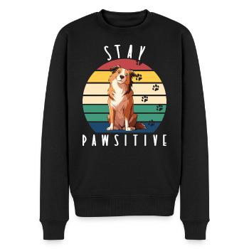 Les chiens restent pawsitifs avec des pattes rétro - Pull Premium bio Homme - noir - Devant - Nico (187cm)