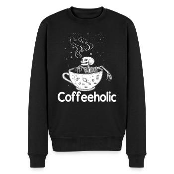 Coffeeholic Motiv - Männer Premium Bio Pullover - Schwarz - Vorne - Nico (187cm)