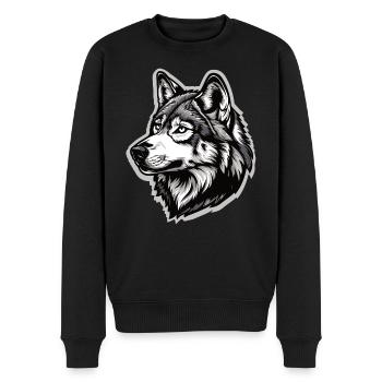 Wolf and half husky - Men's Premium Organic Jumper - black - Front - Nico (187cm)