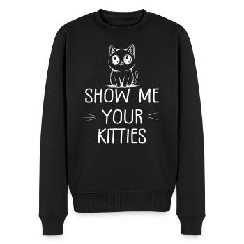 Katze - zeig mir your kitties - Männer Premium Bio Pullover - Schwarz - Vorne - Nico (187cm)