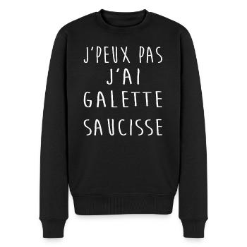j'peux pas j'ai galette saucisse - Pull Premium bio Homme - noir - Devant - Nico (187cm)