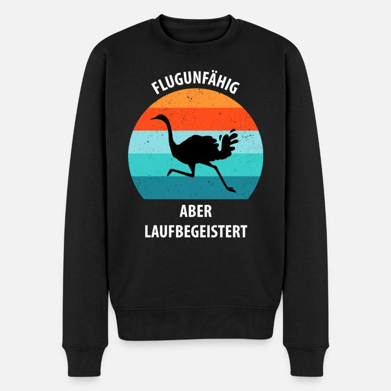 Strauß Ostrich Vogel Strauß Ornithologie - Männer Premium Bio Pullover - Schwarz
