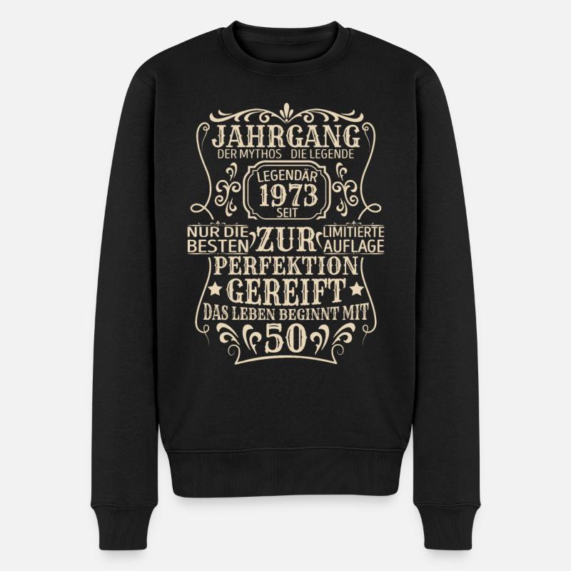 Geburtstagsgeschenk Geboren 1973 50 Jahre - Männer Premium Bio Pullover - Schwarz