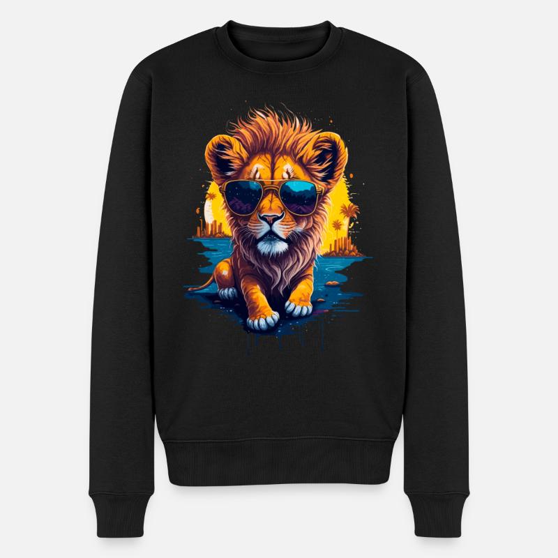 Niedlicher Babylöwe - Männer Premium Bio Pullover - Schwarz