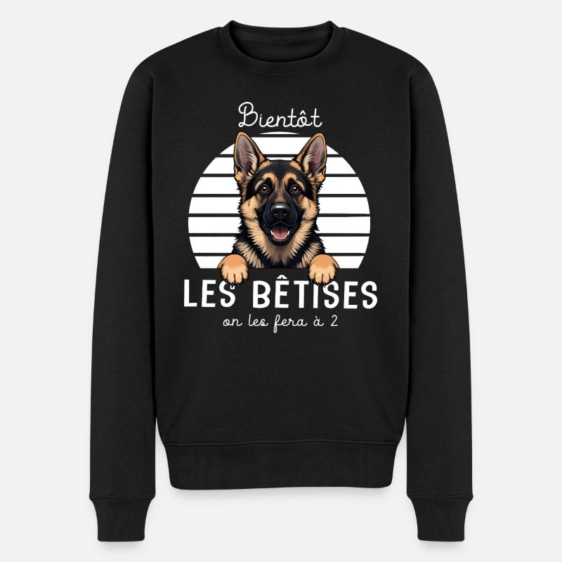 Grossesse naissance bébé berger allemand - Pull Premium bio Homme - noir