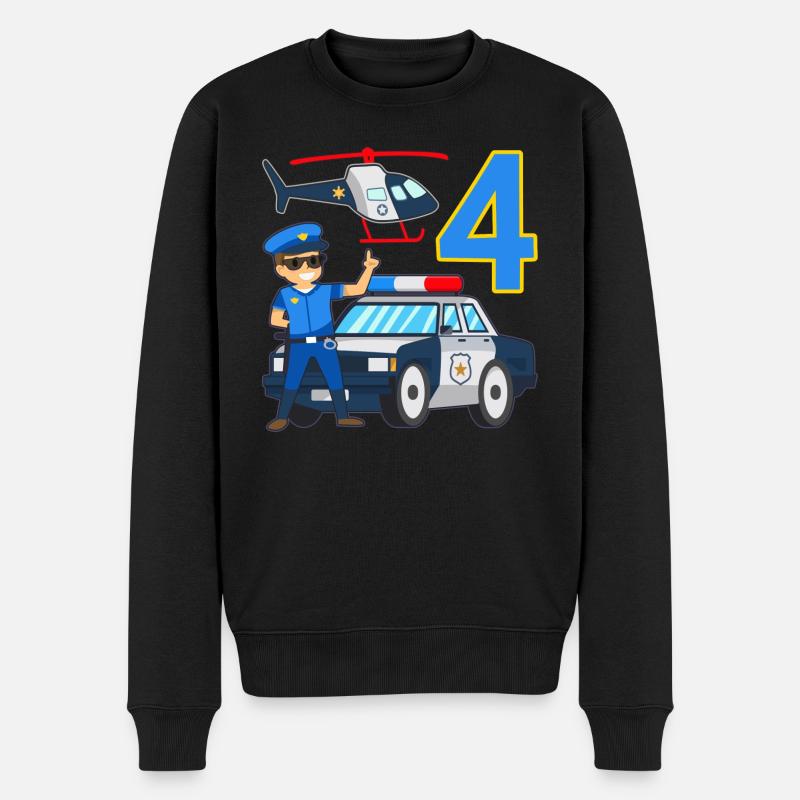 4 Geburtstag Polizei Auto 4 Jahre alt Polizist - Männer Premium Bio Pullover - Schwarz