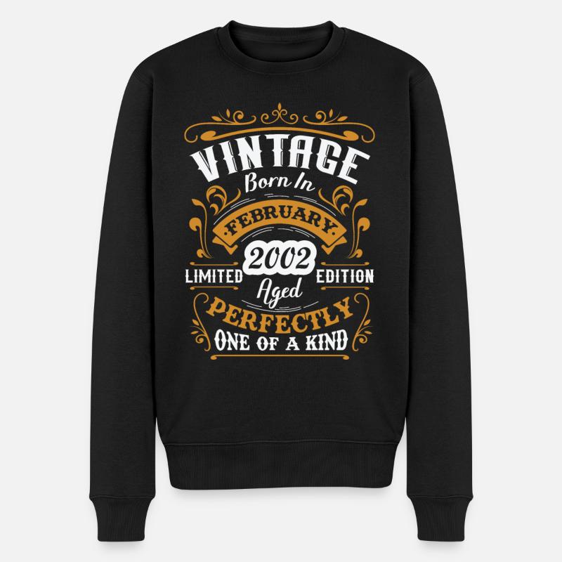 Cadeau d'anniversaire, Vintage né en Février 2002 - Pull Premium bio Homme - noir