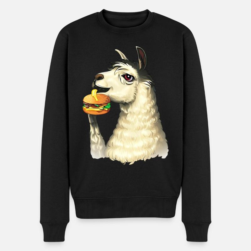Lama mangeur de cheeseburger - Pull Premium bio Homme - noir