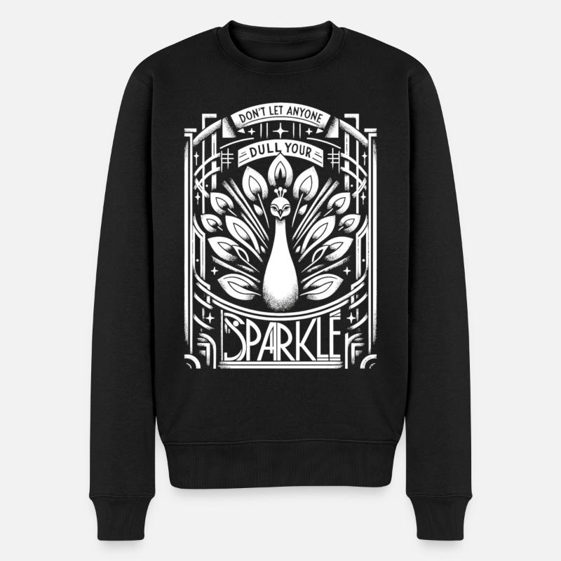 Art-Déco Meisterwerk: Weißer Pfau - Männer Premium Bio Pullover - Schwarz