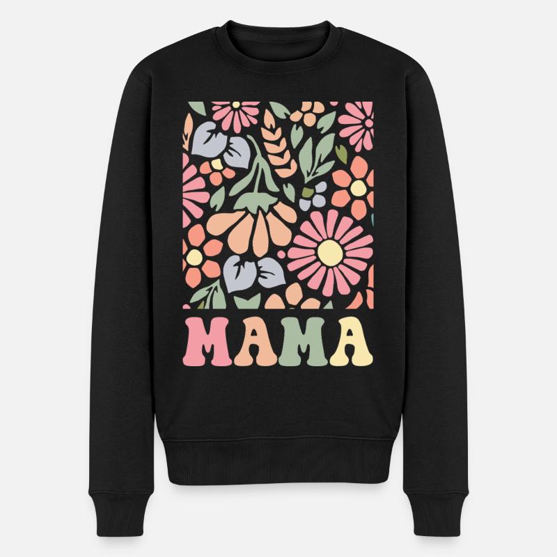 Mama Boho Flora - Männer Premium Bio Pullover - Schwarz