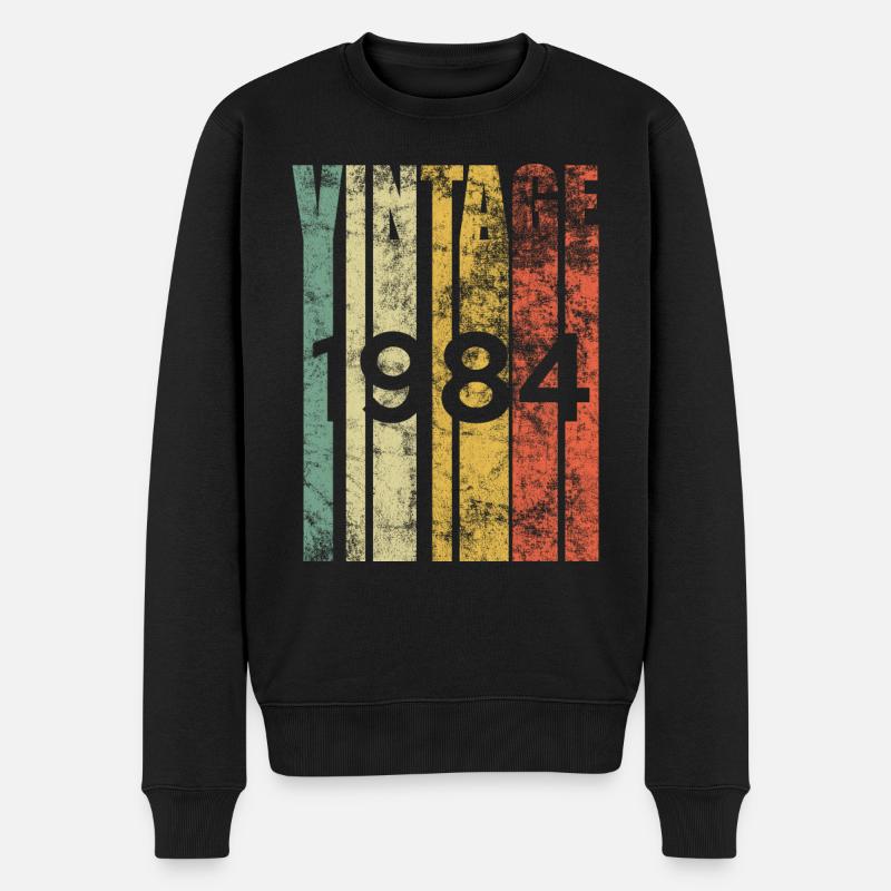 Vintage 1984 Retro Geburtsjahr Geburtstagsgeschenkidee - Männer Premium Bio Pullover - Schwarz