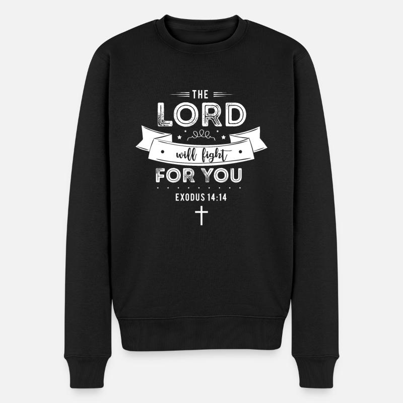 Gott kämpft für dich - Christlich - Männer Premium Bio Pullover - Schwarz