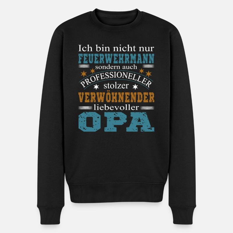 Feuerwehr Opa - Männer Premium Bio Pullover - Schwarz