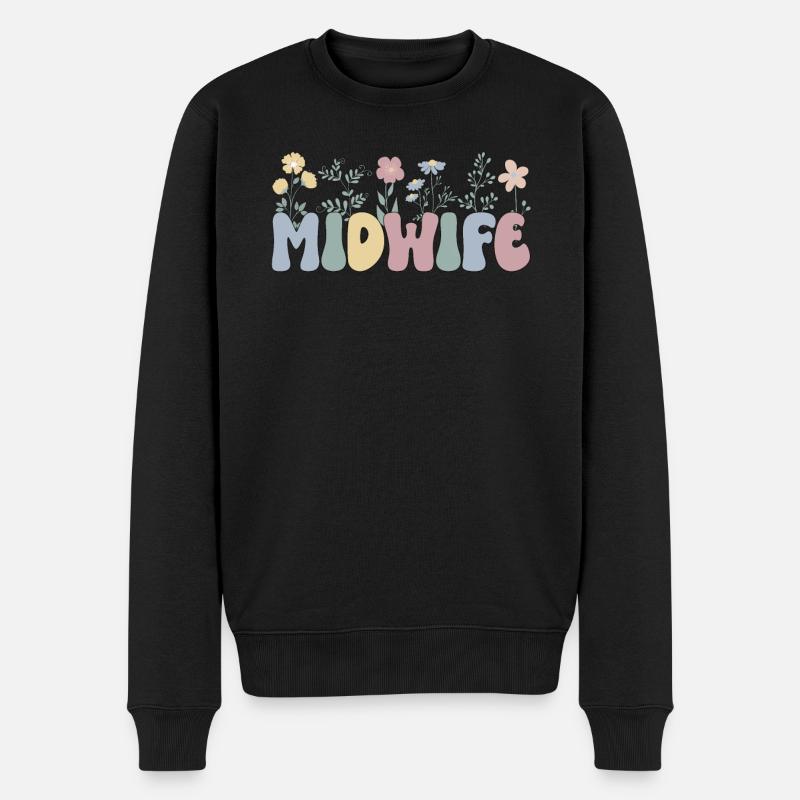 Hebammengeschenk Geburtshelferin Hebamme - Männer Premium Bio Pullover - Schwarz
