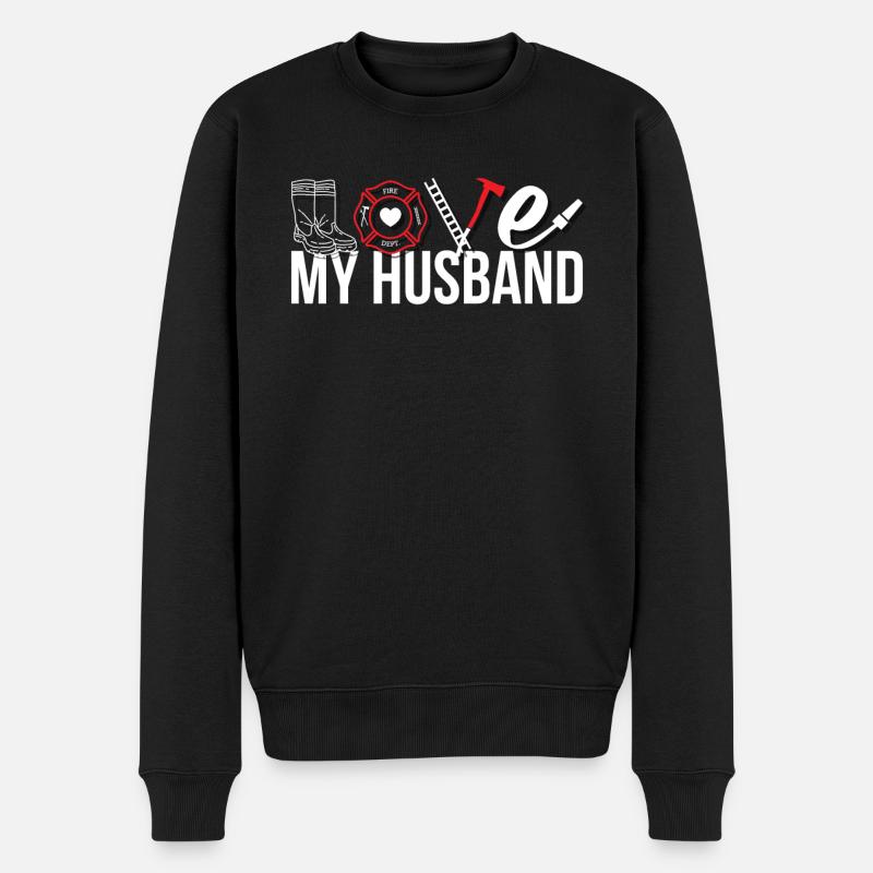 Stolze Feuerwehrmann-Frau Von Feuerwehrler Ehefrau - Männer Premium Bio Pullover - Schwarz