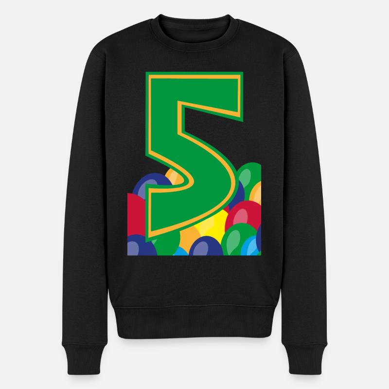 5 / Grüne fünf mit Luftballons zum Geburtstag. - Männer Premium Bio Pullover - Schwarz