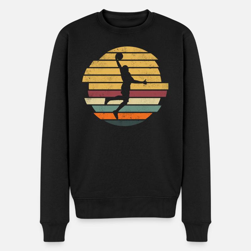 Dunking Basketball Spieler Basketballer Retro - Männer Premium Bio Pullover - Schwarz