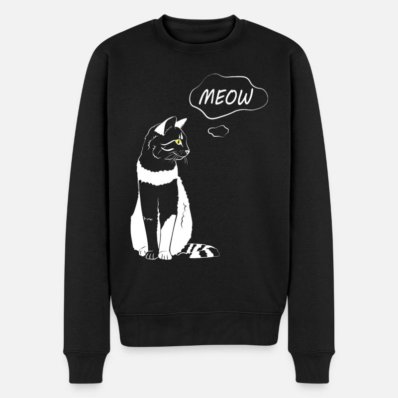 Niedliches Katzenmiau - Katzenliebhaber - Männer Premium Bio Pullover - Schwarz
