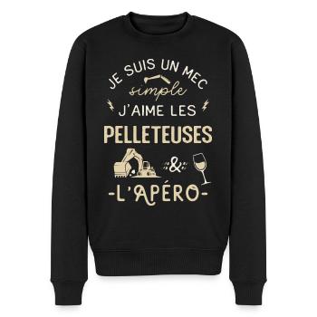 Pelleteuse Apéro Engin Excavateur Tractopelle - Pull Premium bio Homme - noir - Devant - Nico (187cm)