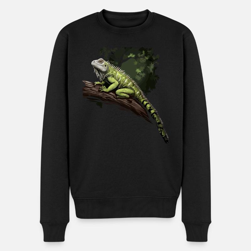 Iguana gren krybdyr grøn leguan - Økologisk premium-sweatshirt til mænd - sort