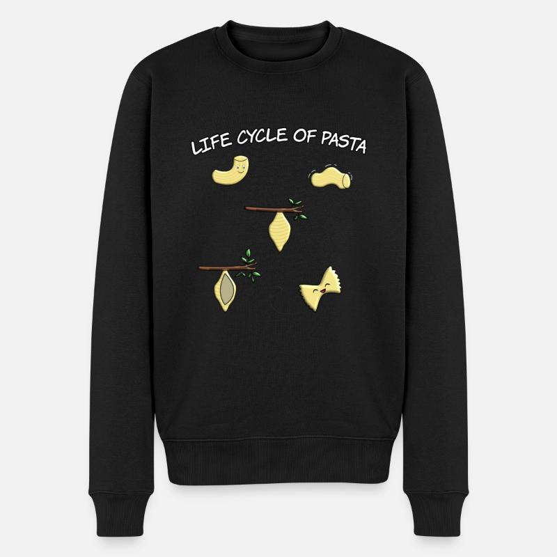 Nudel Nudeln Pasta Leben Lebenskreis Lebenszyklus - Männer Premium Bio Pullover - Schwarz
