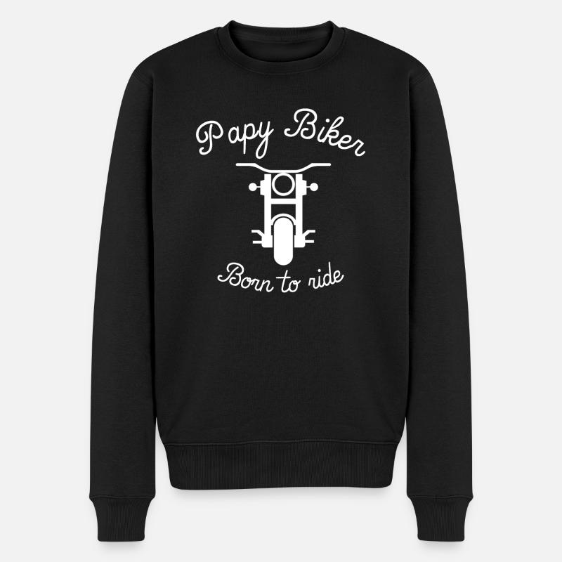 Opa Biker Vorderseite weiß - Männer Premium Bio Pullover - Schwarz