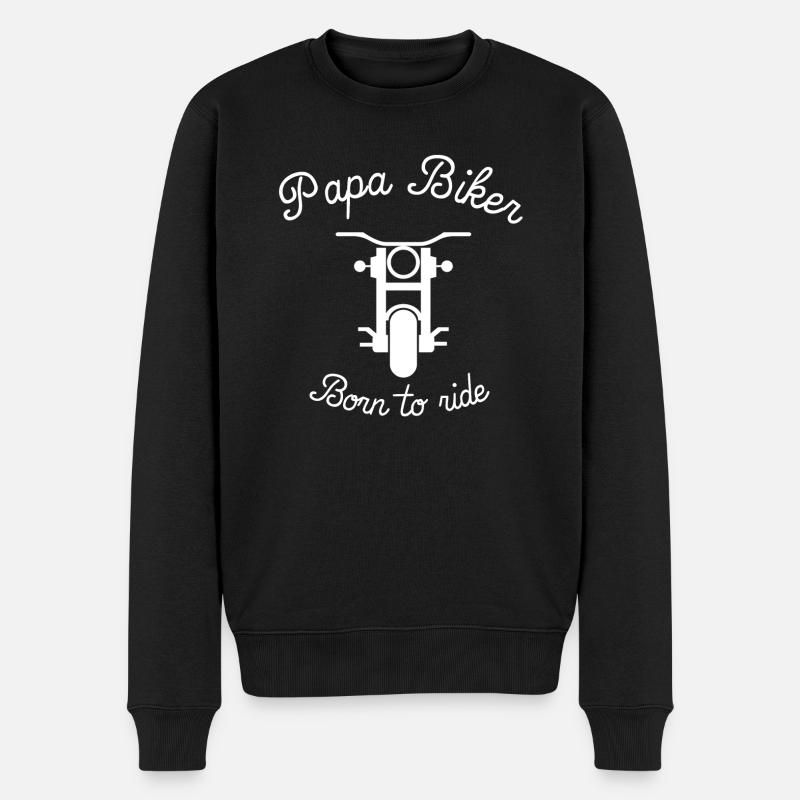 Papa Biker Vorderseite weißes T-Shirt - Männer Premium Bio Pullover - Schwarz