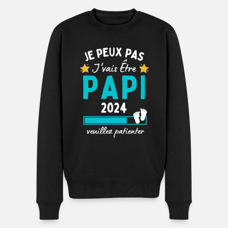 Je peux pas j'vais être Papi 2024 Futur Grand-père - Pull Premium bio Homme - noir