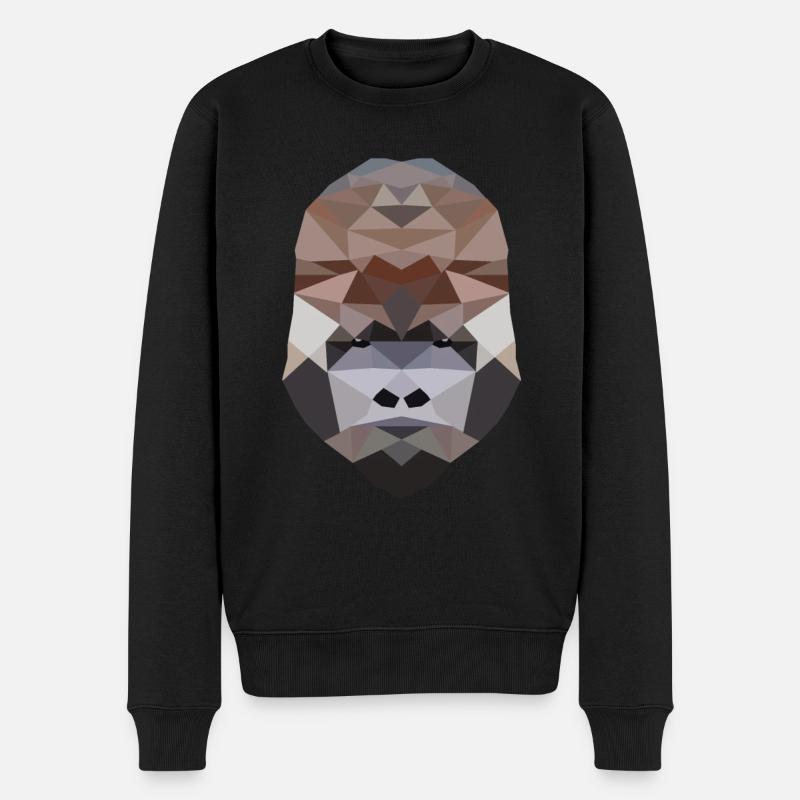 polygone, cadeau, design, gorille, gorilles, singe - Pull Premium bio Homme - noir