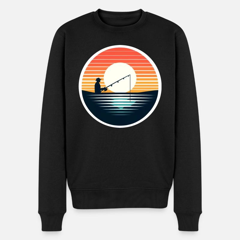 Angeln Angler Fischen Retro - Männer Premium Bio Pullover - Schwarz