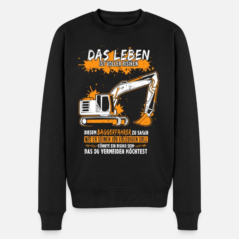 Baggerfahrer mit Bagger - Männer Premium Bio Pullover - Schwarz