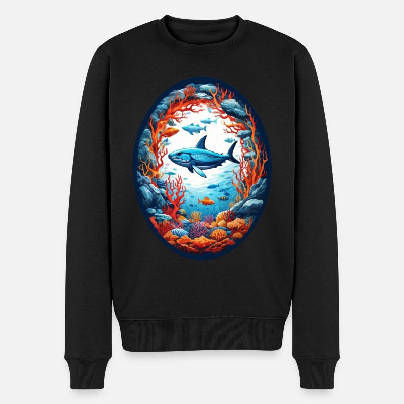 Meerestiere-Fische - Männer Premium Bio Pullover - Schwarz