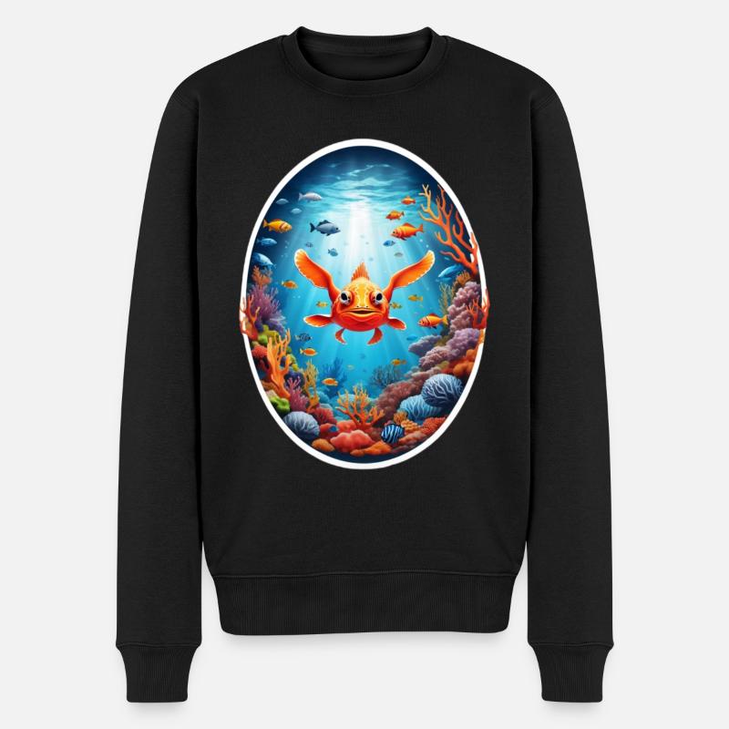 Meerestiere-Fische - Männer Premium Bio Pullover - Schwarz