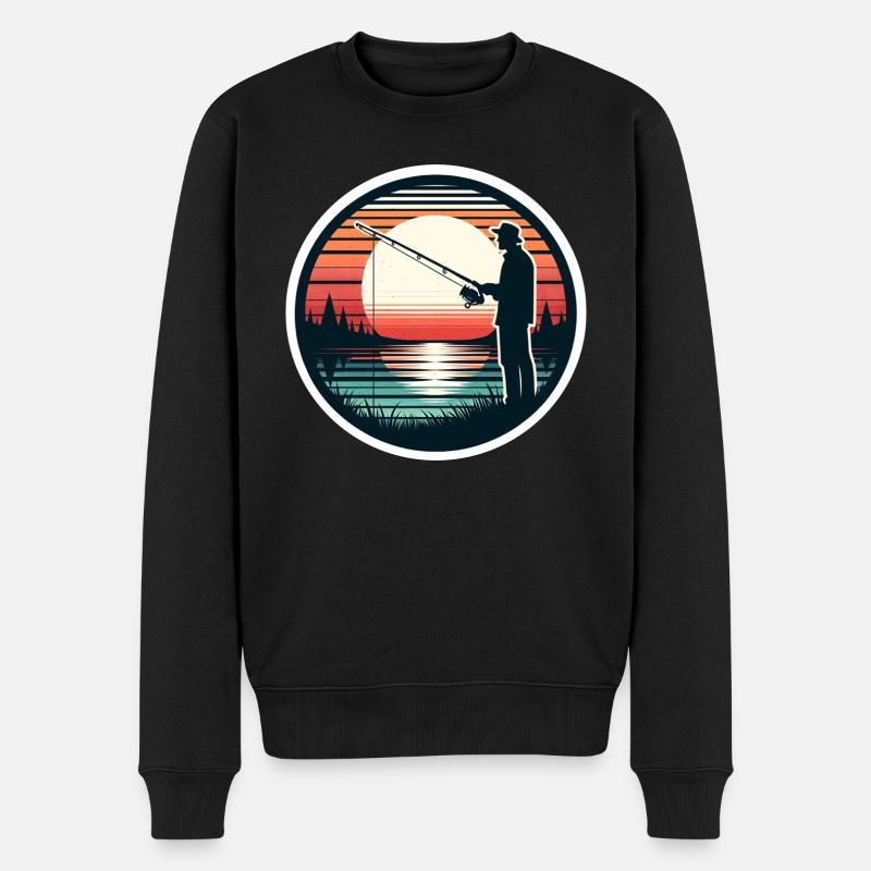 Pêcheur Pêcheur Pêche Rétro - Pull Premium bio Homme - noir