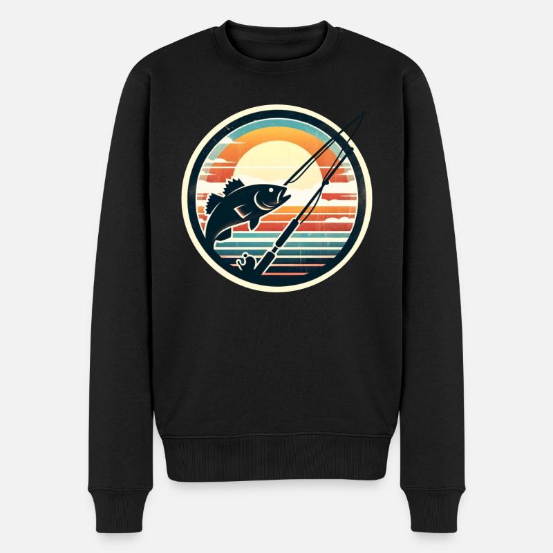Angeln Angler Retro - Männer Premium Bio Pullover - Schwarz