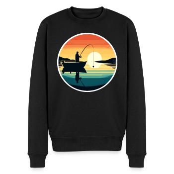 Angler Retro - Männer Premium Bio Pullover - Schwarz - Vorne - Nico (187cm)