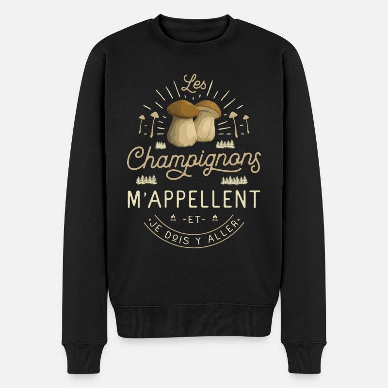 Champignon Cueillette Ramasseur De Champignons - Pull Premium bio Homme - noir