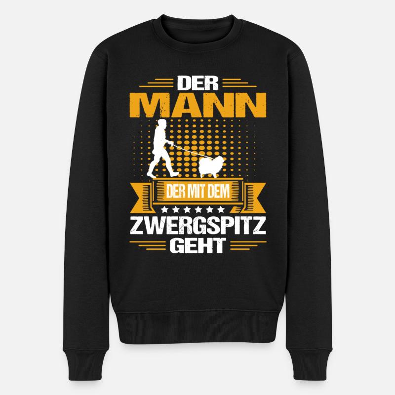 Zwergspitz Hund Papa Lustig Spruch Geschenk - Männer Premium Bio Pullover - Schwarz