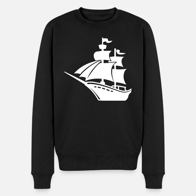 Segelboot - Männer Premium Bio Pullover - Schwarz