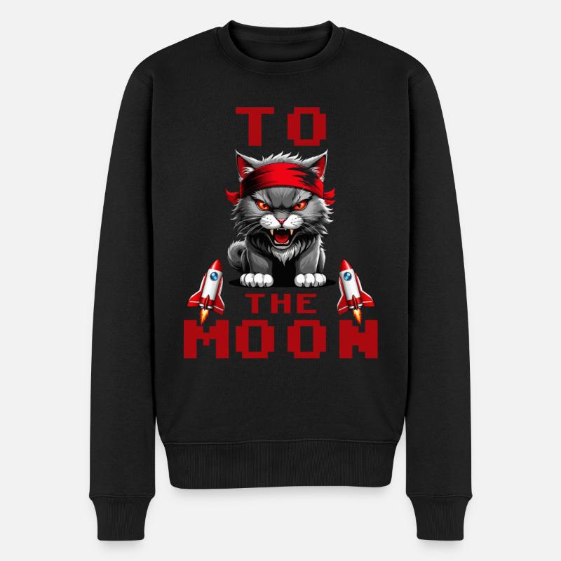 Kitty à la lune - Pull Premium bio Homme - noir