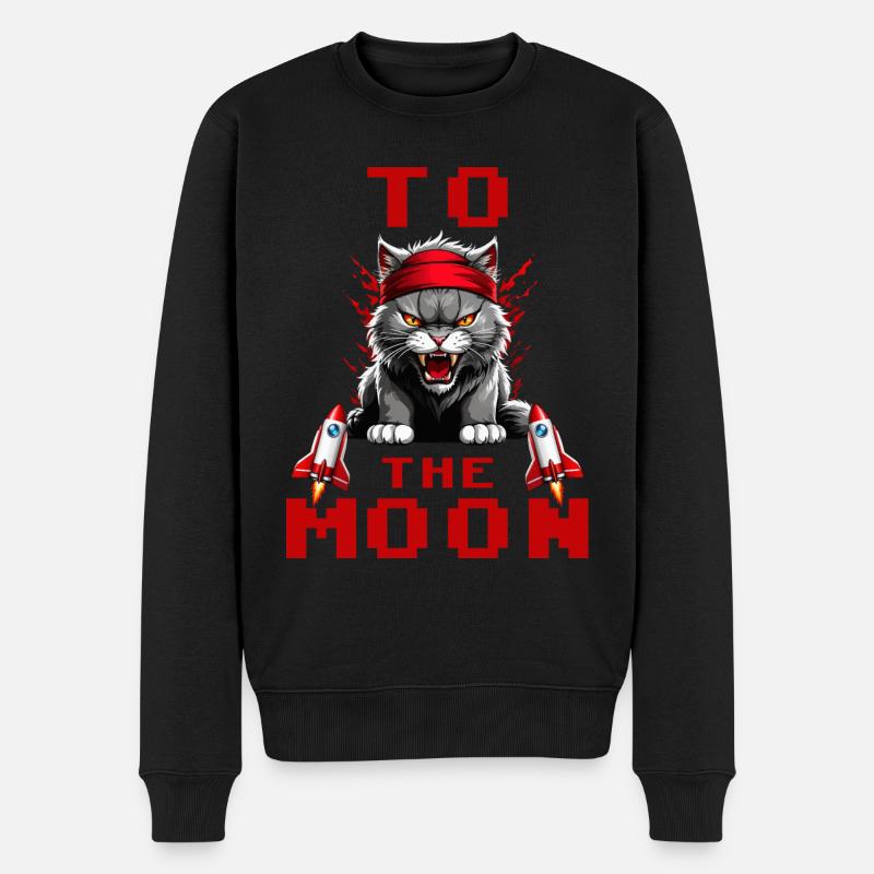 Kitty à la lune - Pull Premium bio Homme - noir