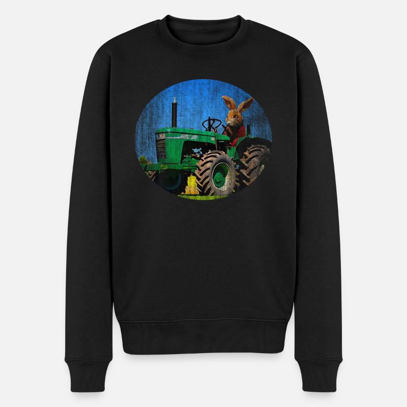 Lapin sur tracteur tracteur - Pull Premium bio Homme - noir