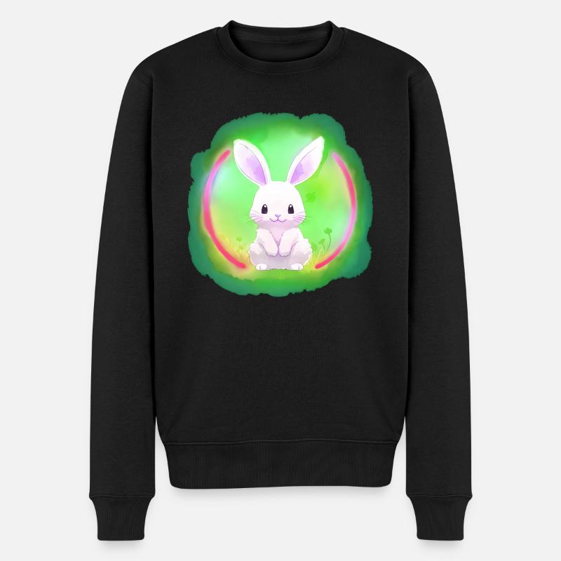 Lièvre, Lapin, Blanc, Blanc, Blanc - Pull Premium bio Homme - noir