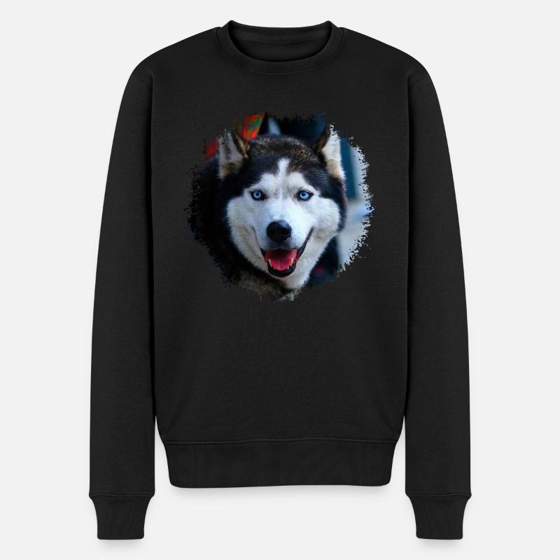 Husky - Männer Premium Bio Pullover - Schwarz