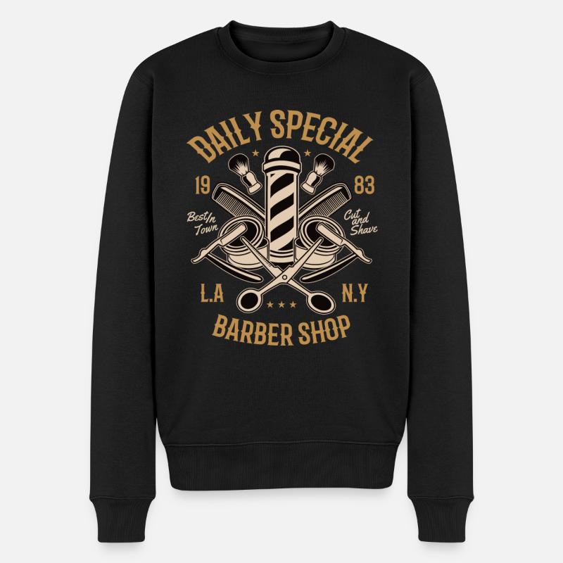 salon de barbier Barbershop rasent Bartmann - Pull Premium bio Homme - noir