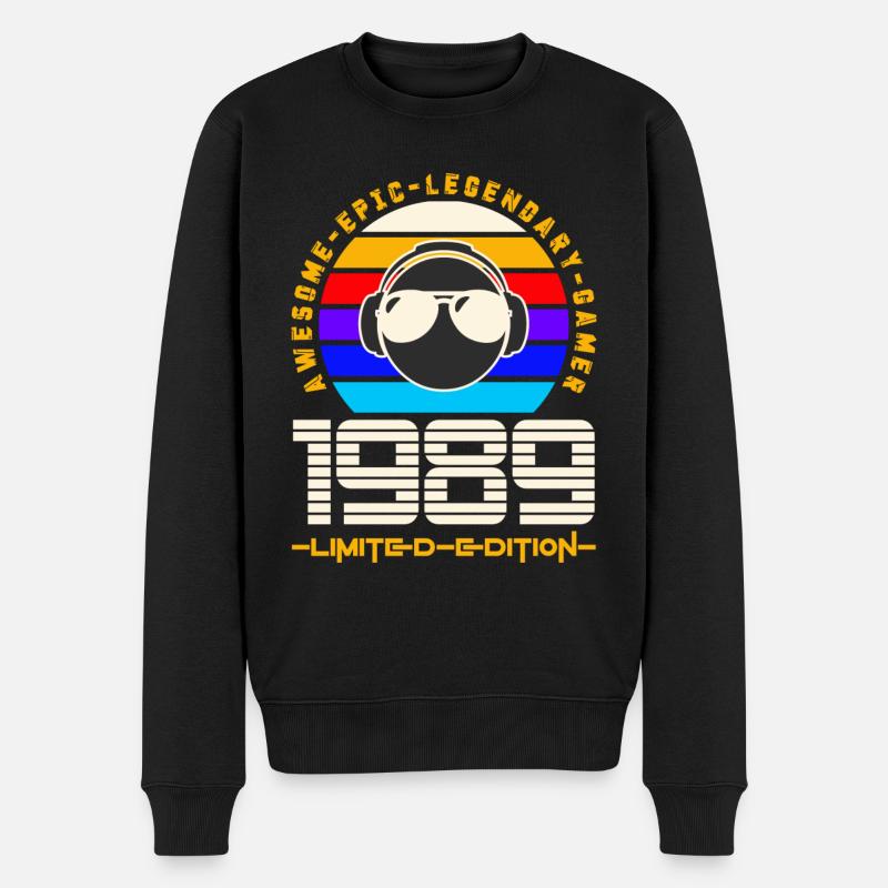 1989 - Männer Premium Bio Pullover - Schwarz