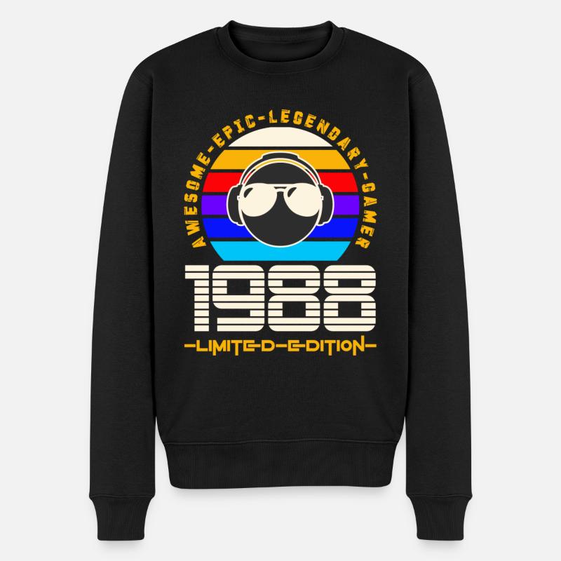 1988 - Männer Premium Bio Pullover - Schwarz